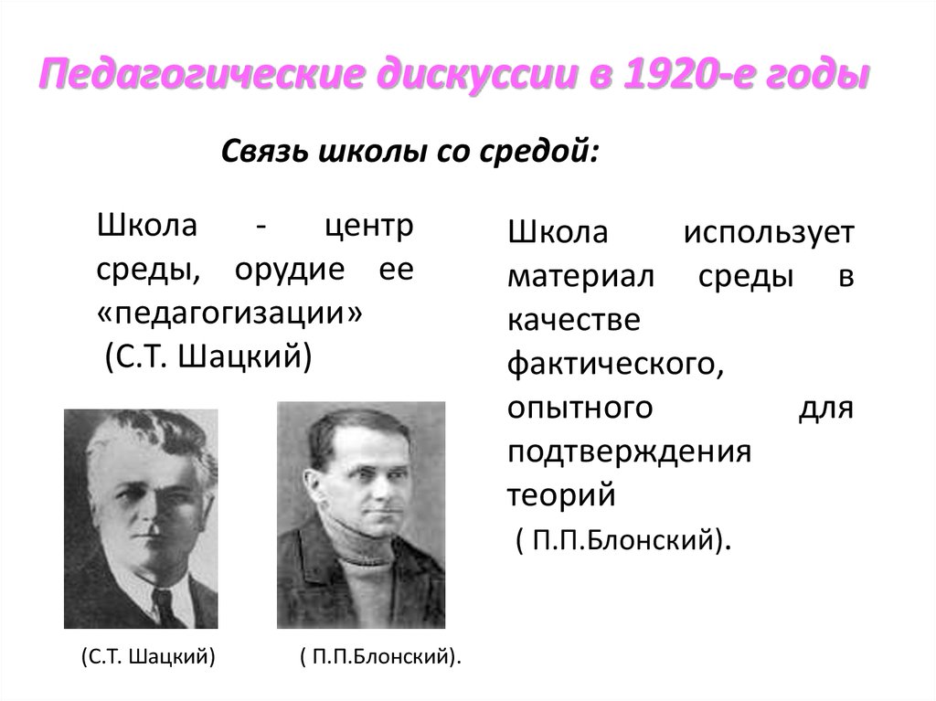 Педагогические дискуссии в 1920-е годы