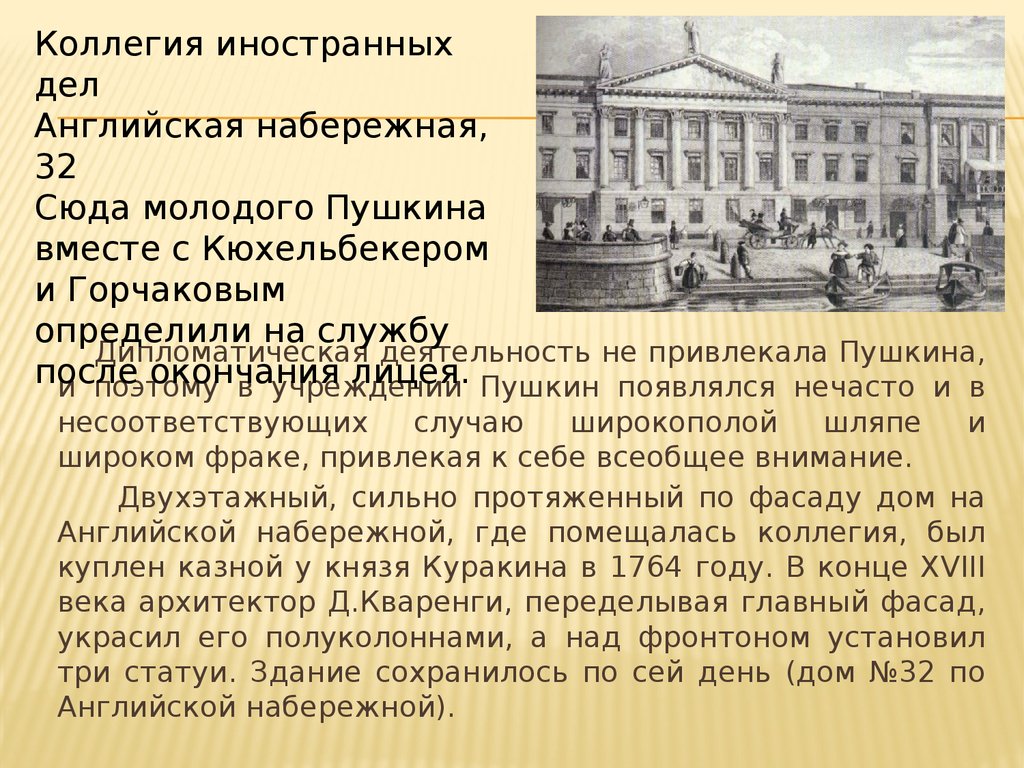 Коллегия иностранных дел. Места Пушкина в Санкт-Петербурге. Пушкинские места в Петербурге. Пушкин место учебы. Пушкин место работы.