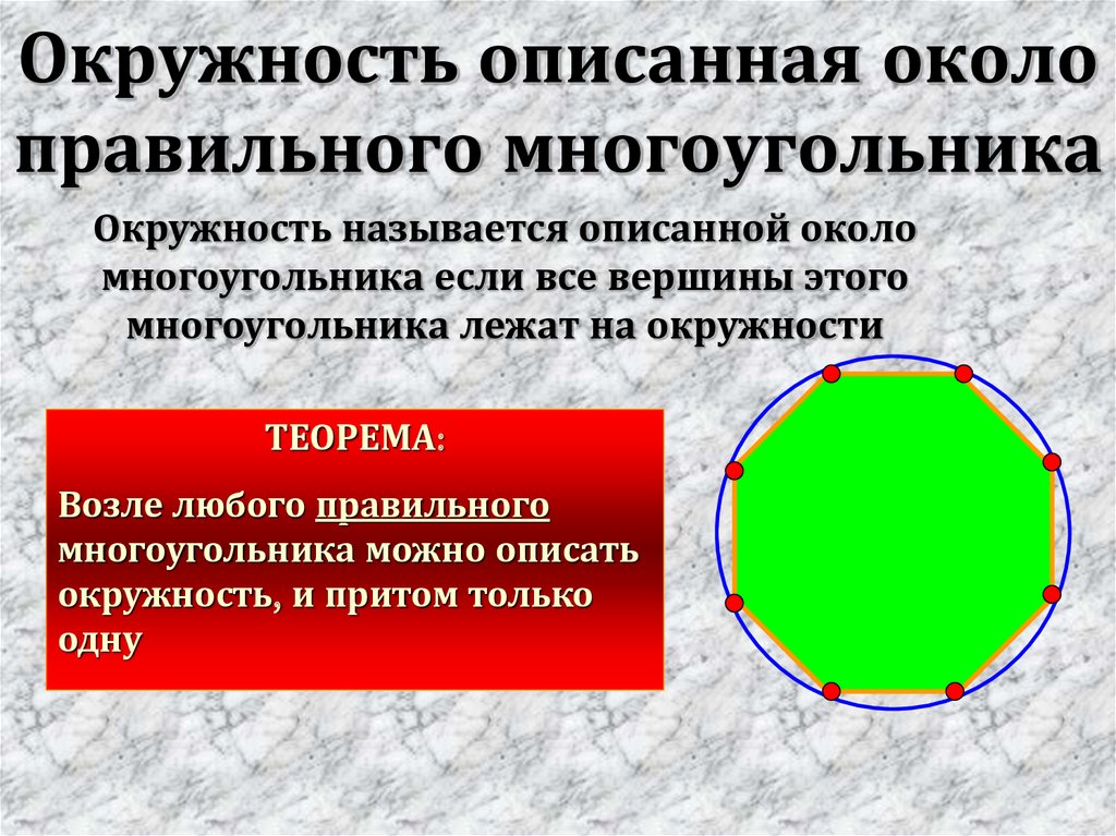 Единственная окружность. Окружность описанная около правильного многоугольника.