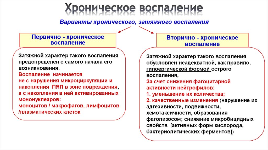 Патогенез воспаления схема