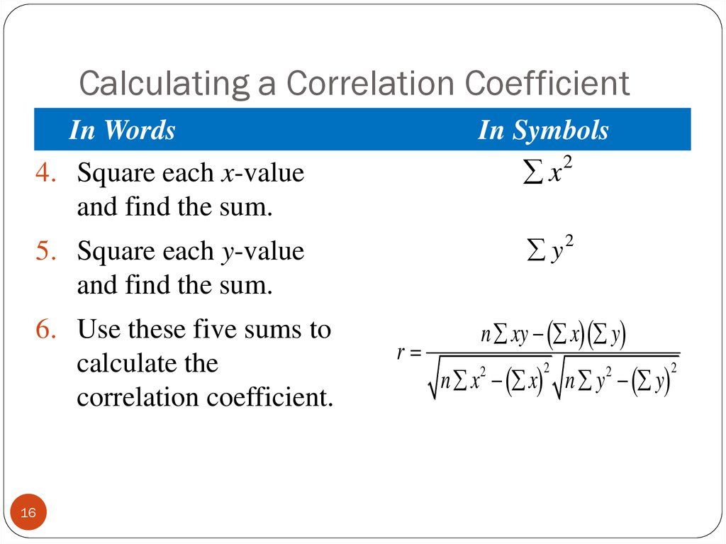 Calculating a Correlation Coefficient