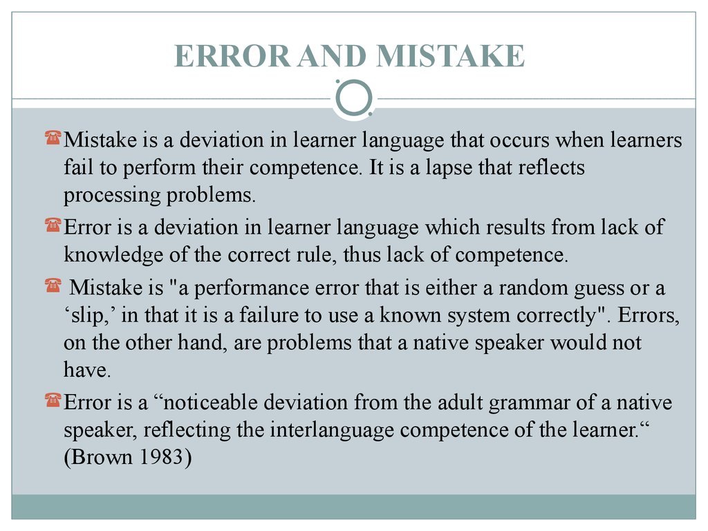 ERROR AND MISTAKE