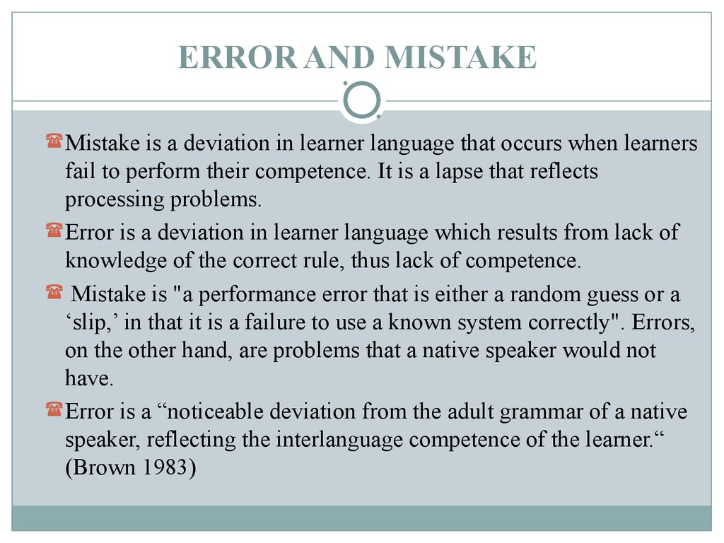 Types Of Errors As Indicators Of Efl english As A Foreign Language 