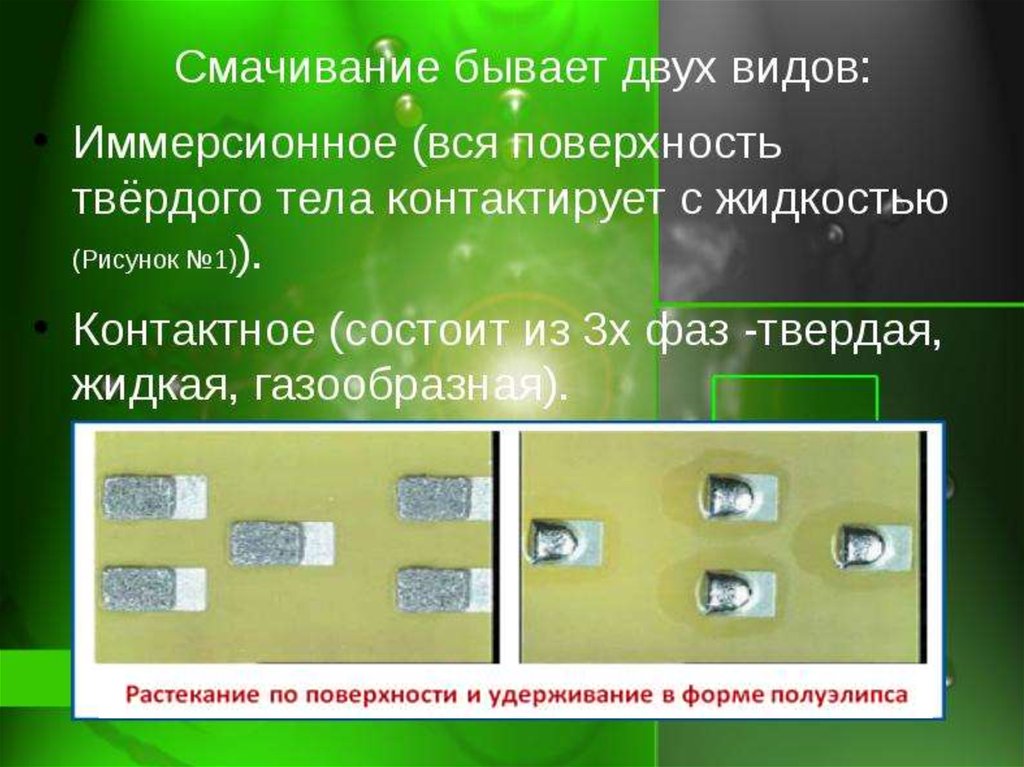 Работа смачивания. Растекание жидкости по поверхности твёрдого тела называется чем.