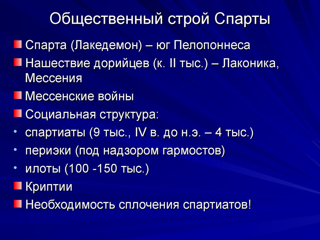 Общественный и государственный строй древней спарты презентация