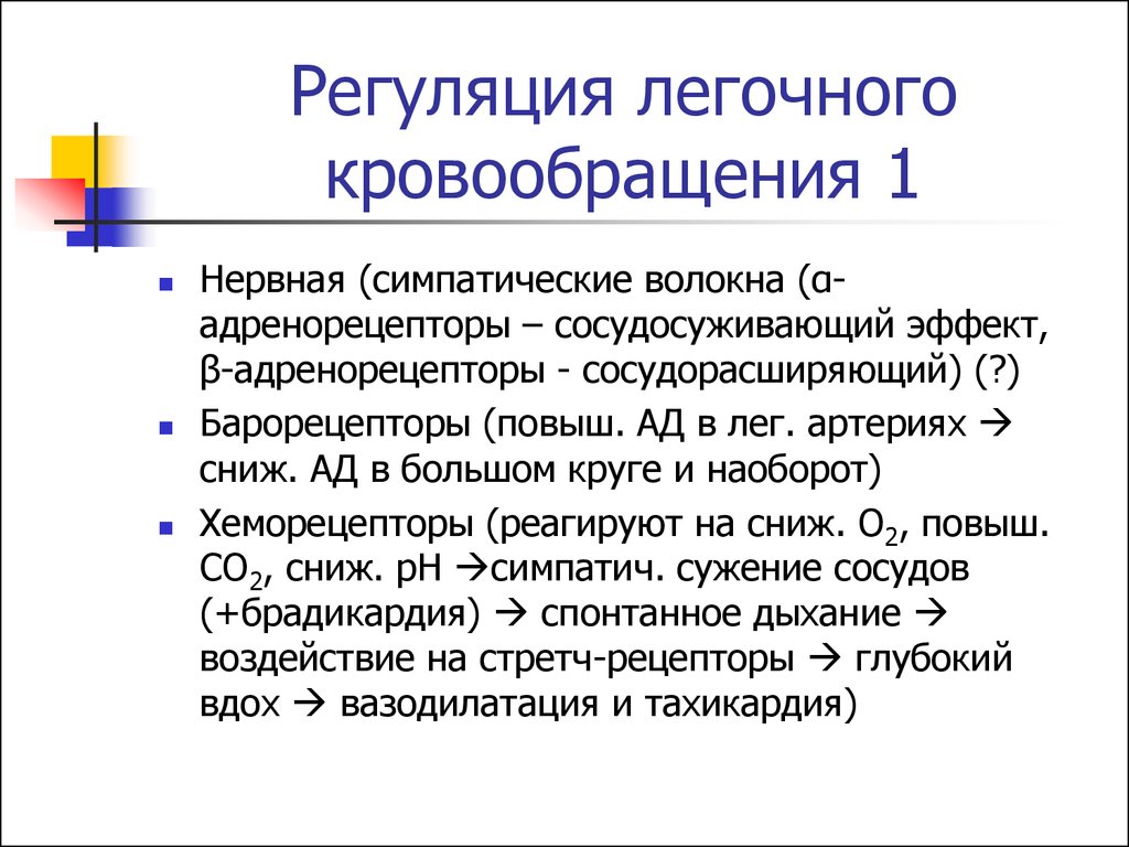 Легочное кровообращение. Регуляция легочного кровообращения. Регуляция легочного кровотока. Нервная регуляция легочного кровотока. Местные и нервные механизмы регуляции легочного кровотока.