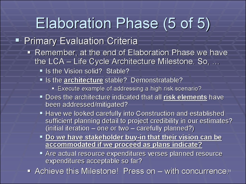 Elaboration Phase (5 of 5)