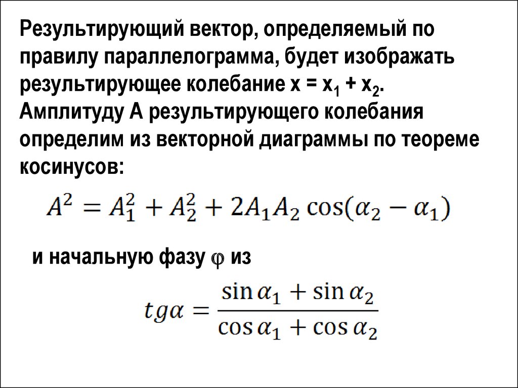 Амплитуда результирующего колебания. Уравнение результирующего колебания. График результирующего колебания. Амплитуда результирующего колебания формула.