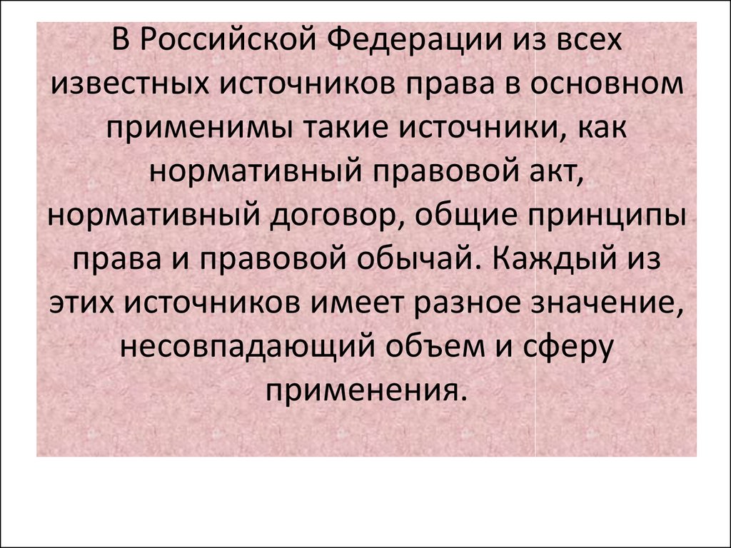 Известные источники. Вывод по источникам права. Это применимо.