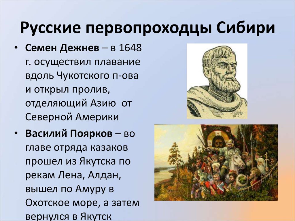 Города основанные русскими землепроходцами. Освоение Сибири Дежнев Поярков Хабаров атласов. Землепроходцы освоение Сибири 7 класс. Русские землепроходцы 17 века. Первооткрыватели России Дежнев.