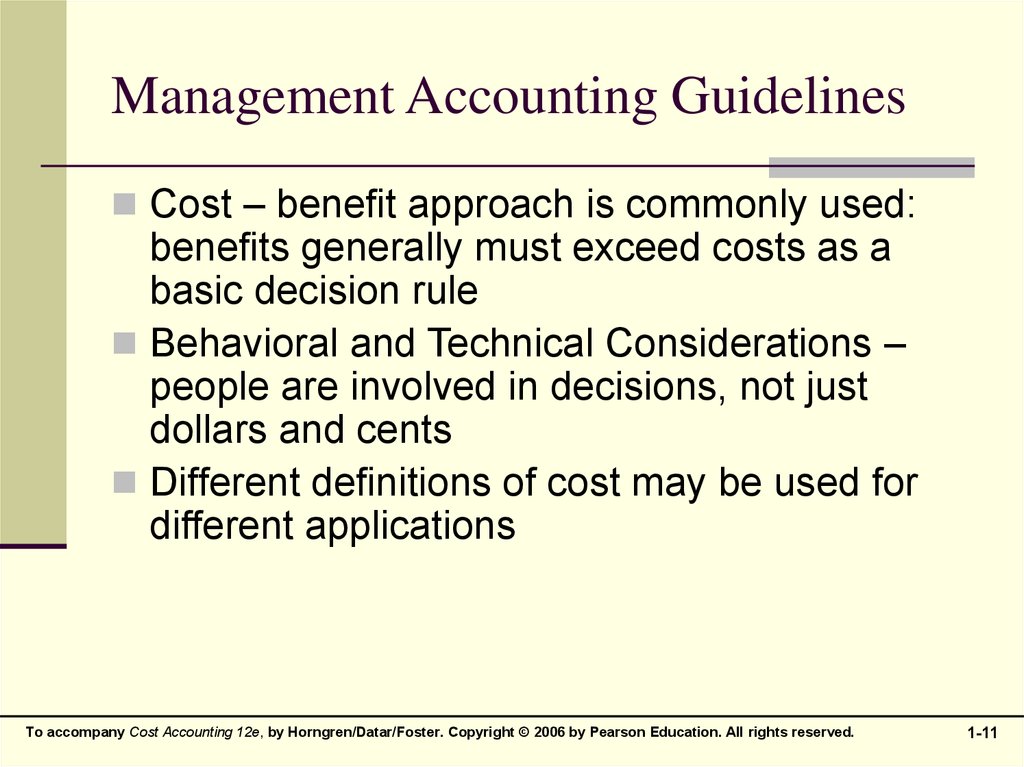Management Accounting Guidelines