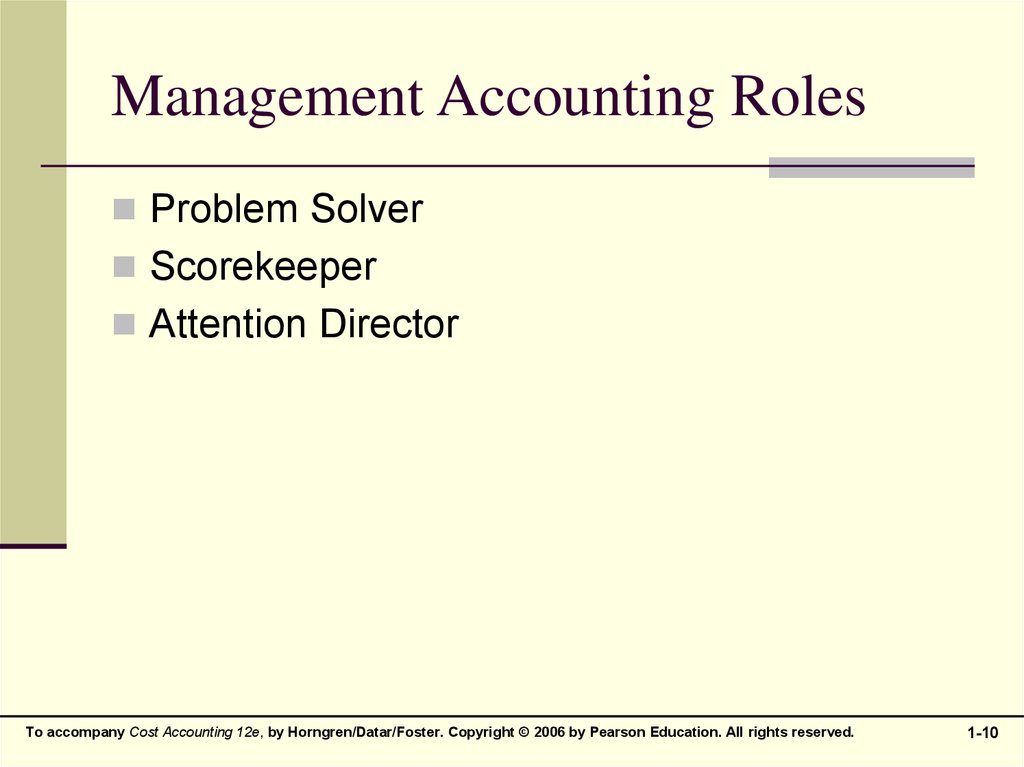 Management Accounting Roles
