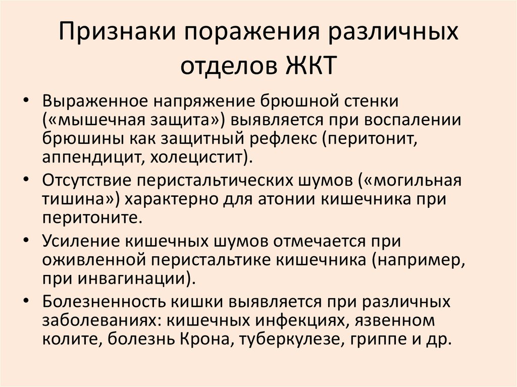 Симптомы поражения органов