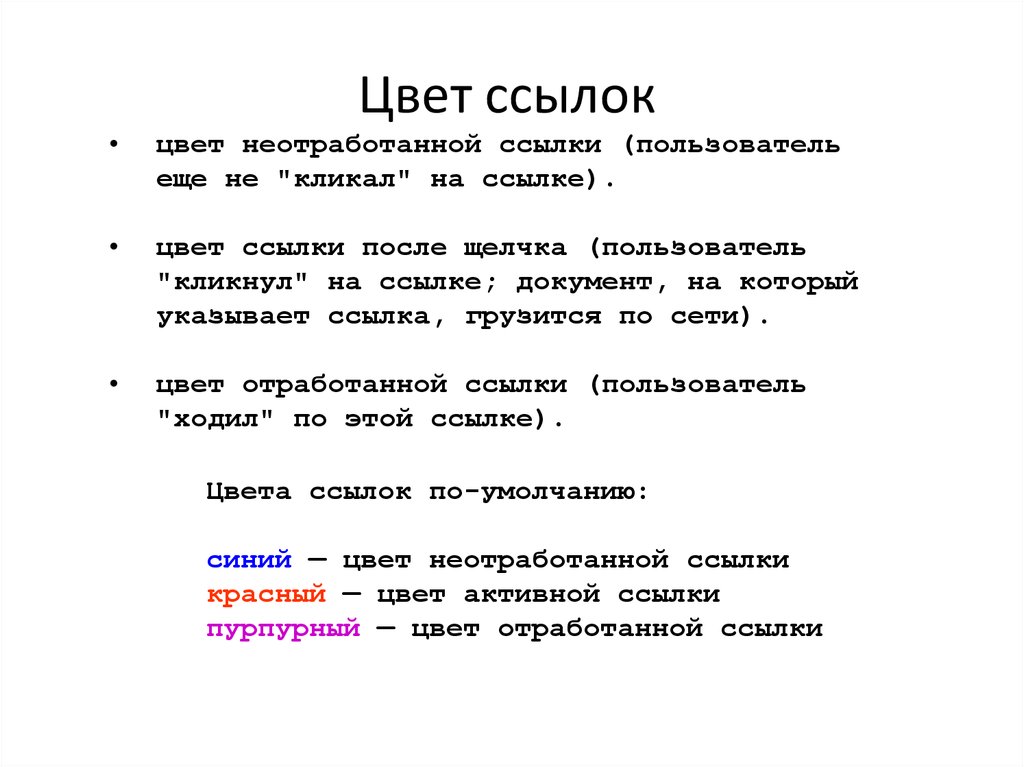 Цвет ссылки