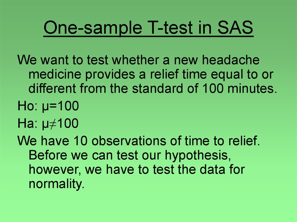 Fetch first. One-Sample t-Test. T-тест. A1 Test Sample. SAS презентации.