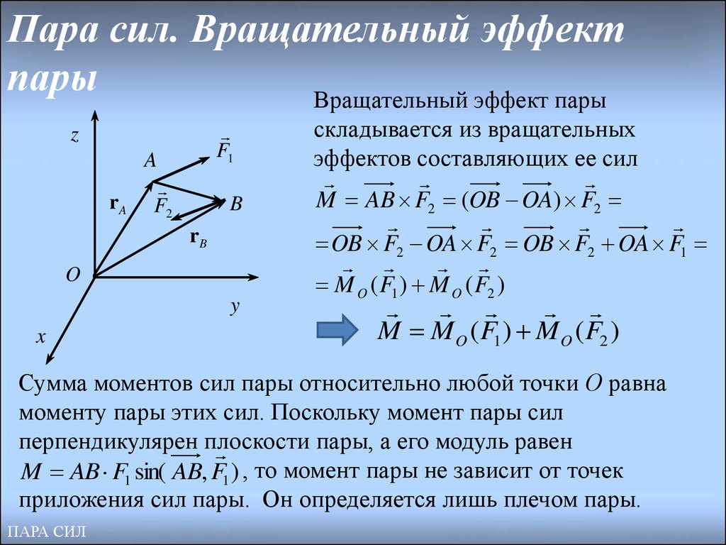 Момент пар сил