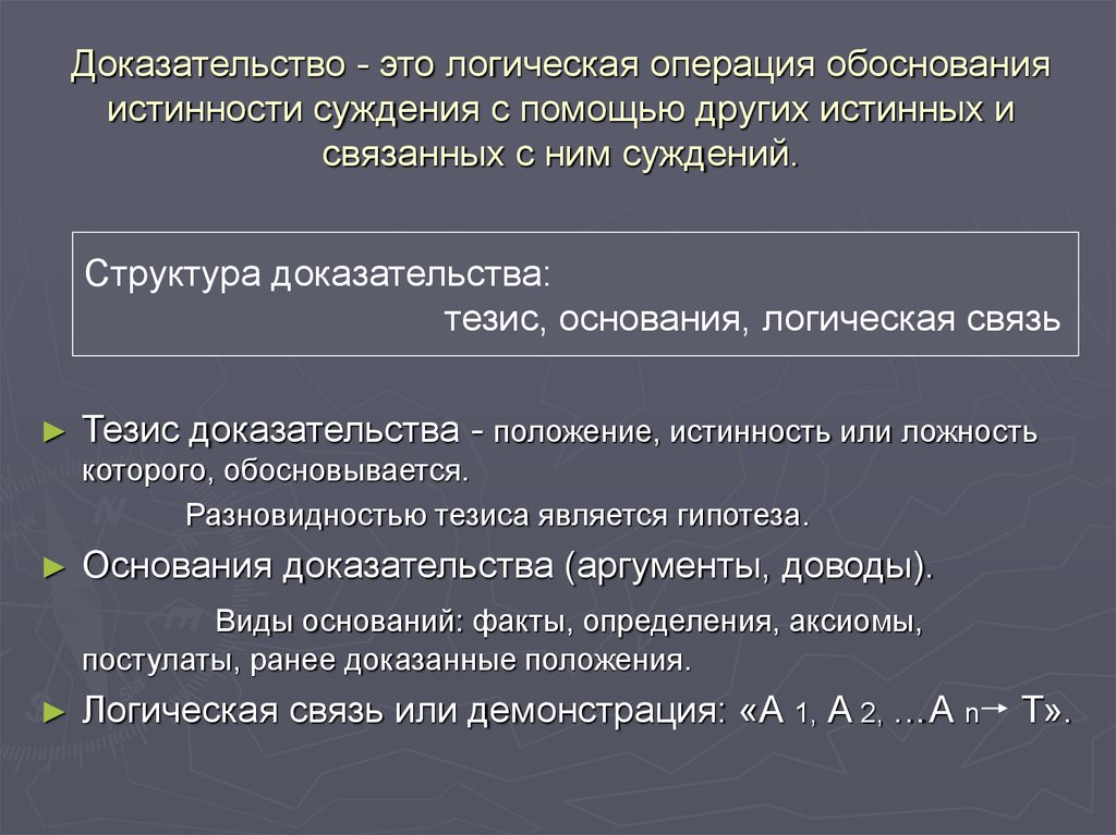 Строение доказательств