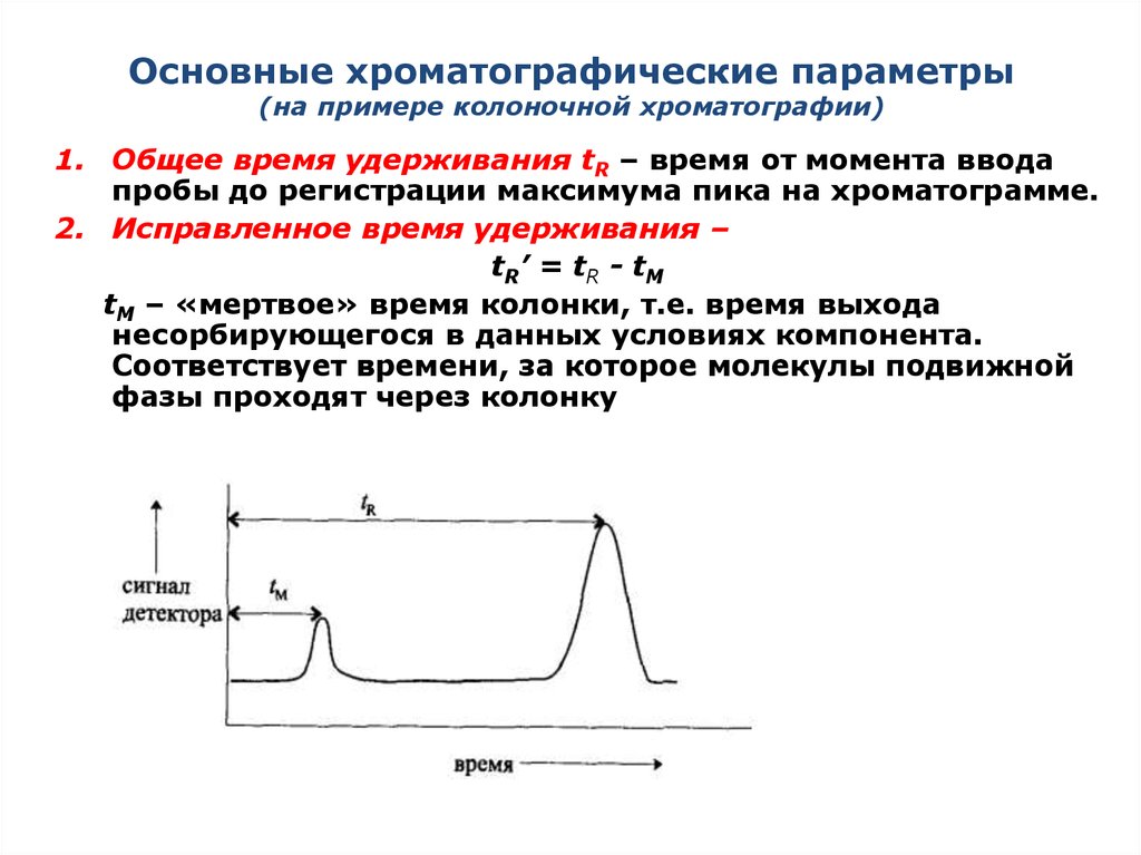 Главным параметром. Хроматографический пик и параметры удерживания. Параметры удерживания в хроматографии. Разрешение пиков в хроматографии формула. Основные параметры хроматограммы.