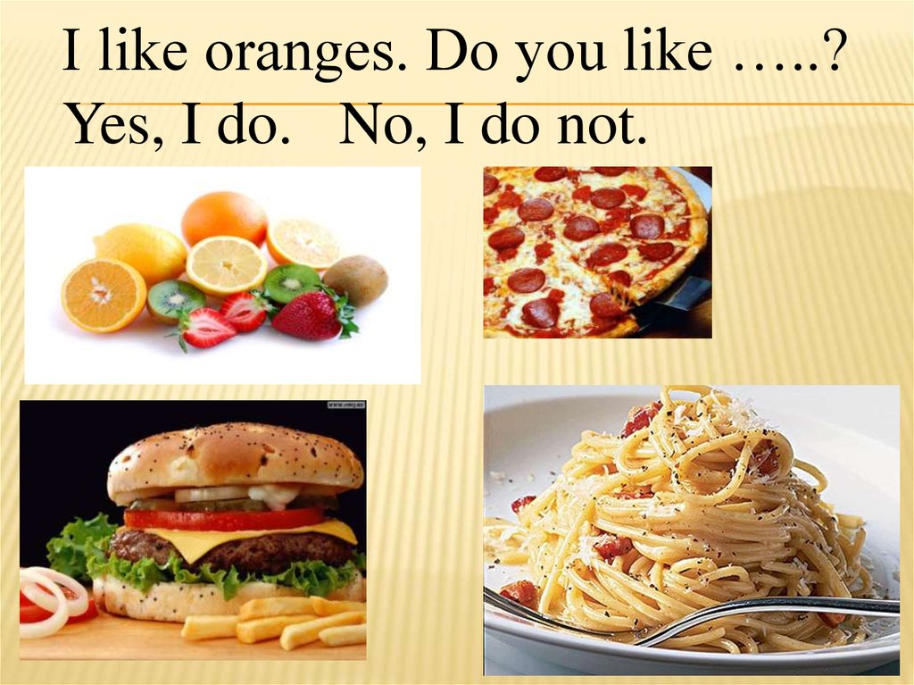 She likes oranges. I like Oranges. Would you like an Orange. Doesn't like Oranges.