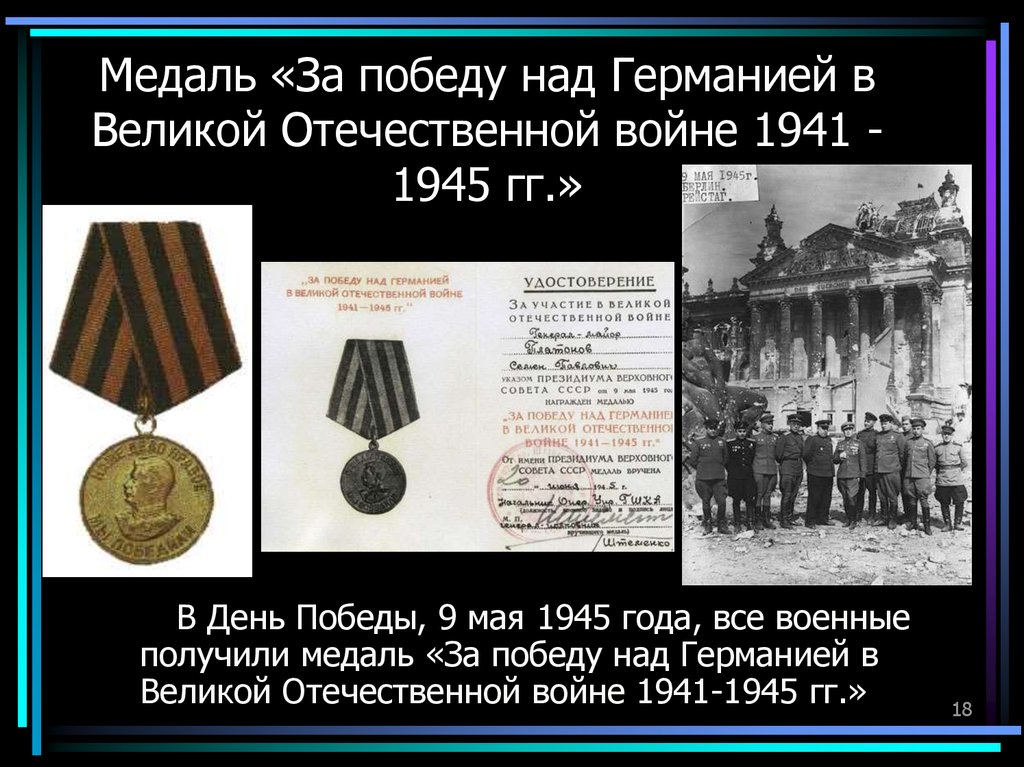 Награды великой отечественной войны 1941 1945 презентация