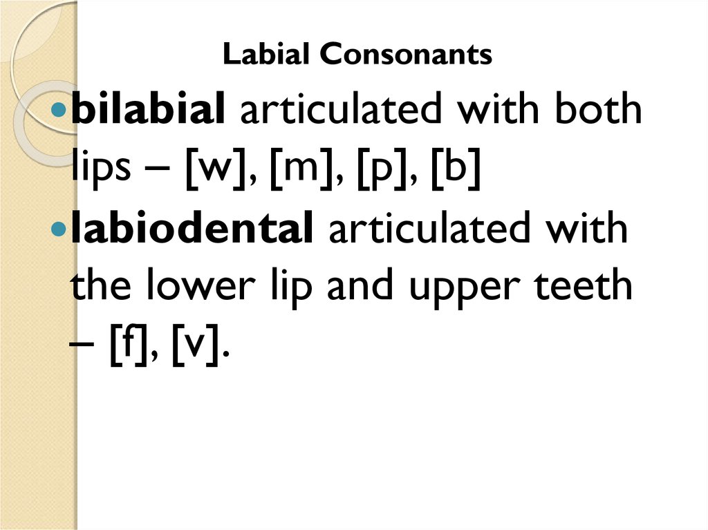 English Consonants Classification Online Presentation