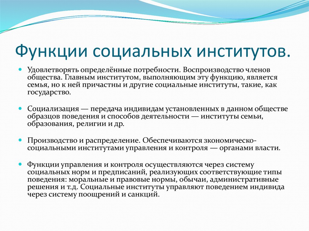 Понятие социального образования. Функции социальных институтов.