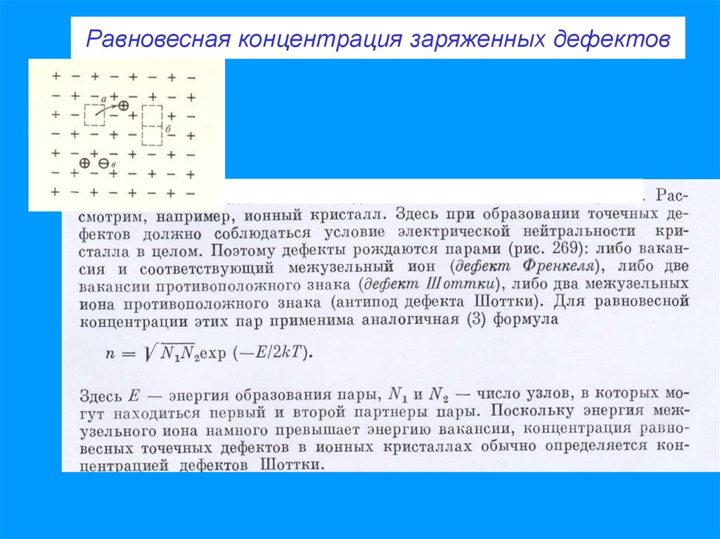 Концентрация зарядов. Точечные дефекты равновесные. Равновесная концентрация точечных дефектов. Определение концентрации точечных дефектов. Энергия образования точечных дефектов.