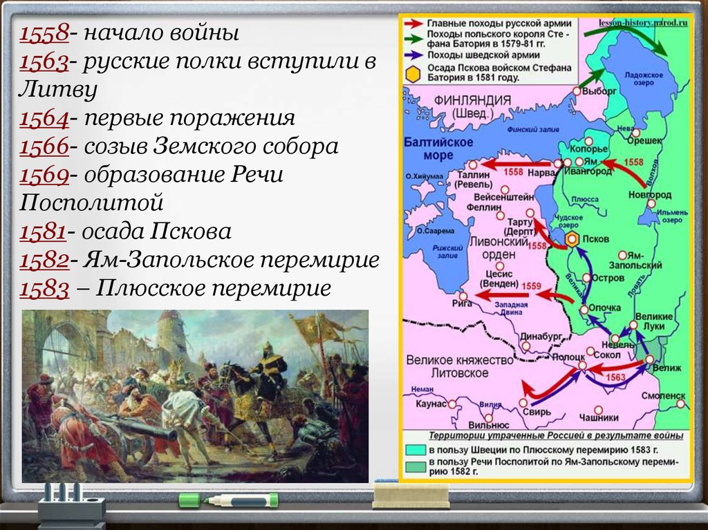 Ям запольский договор с речью посполитой. Поход Стефана Батория карта. Карта Ливонской войны 1558-1583.