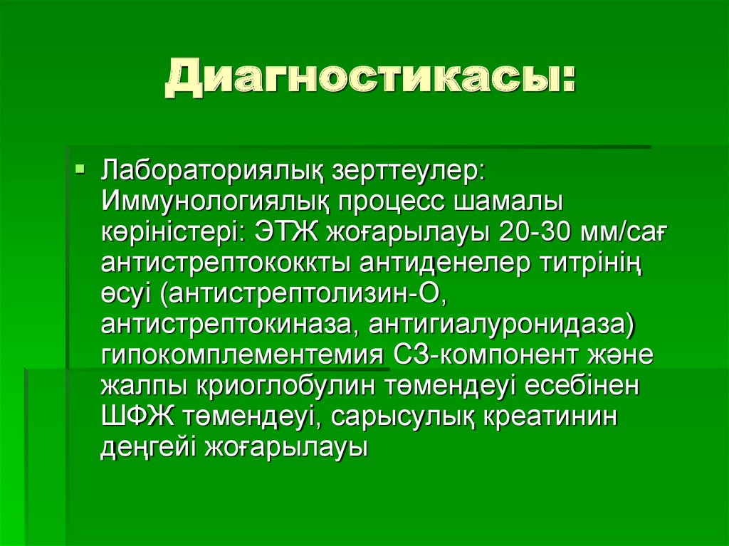 Диагностикасы: