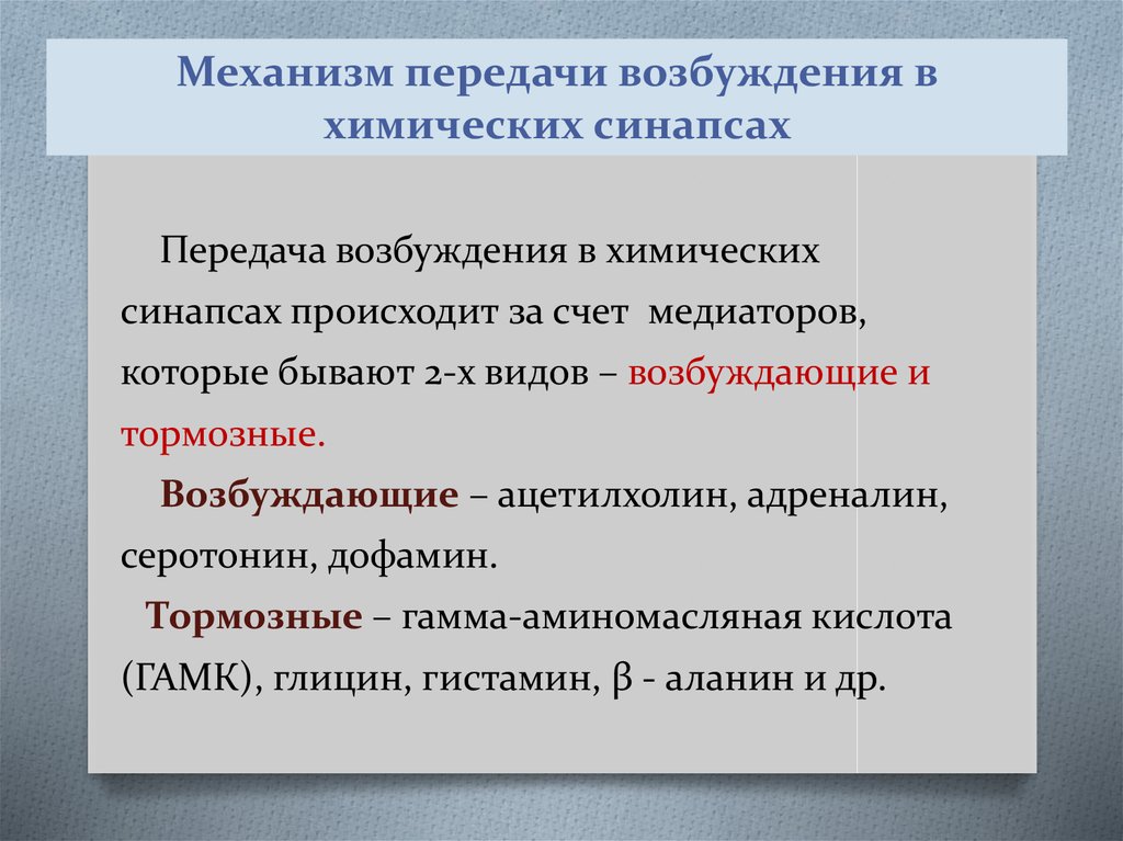 Типы возбуждения