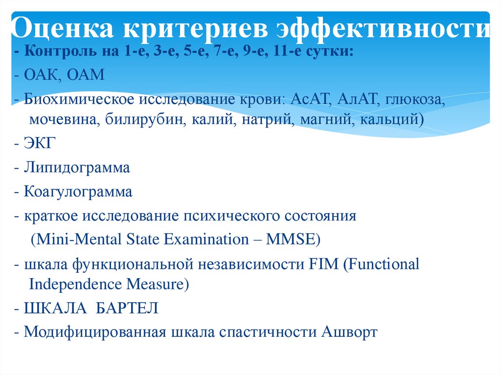 Оценка критериев эффективности