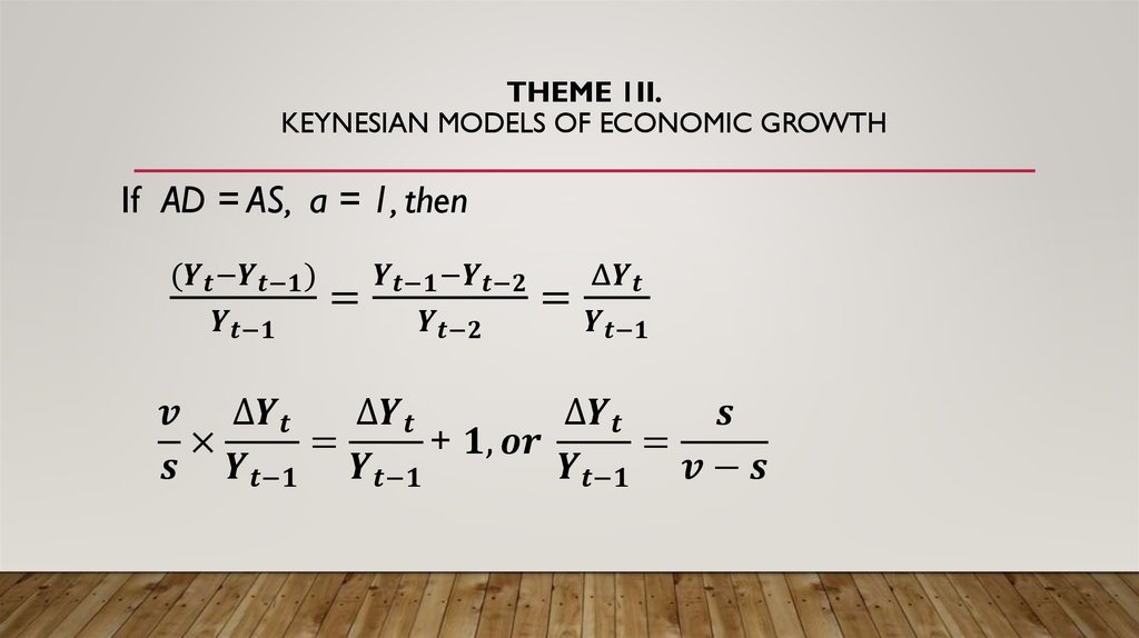 Theme 1II. Keynesian models of economic growth