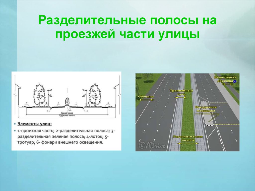 На каком рисунок изображения дорога с разделительной полосой