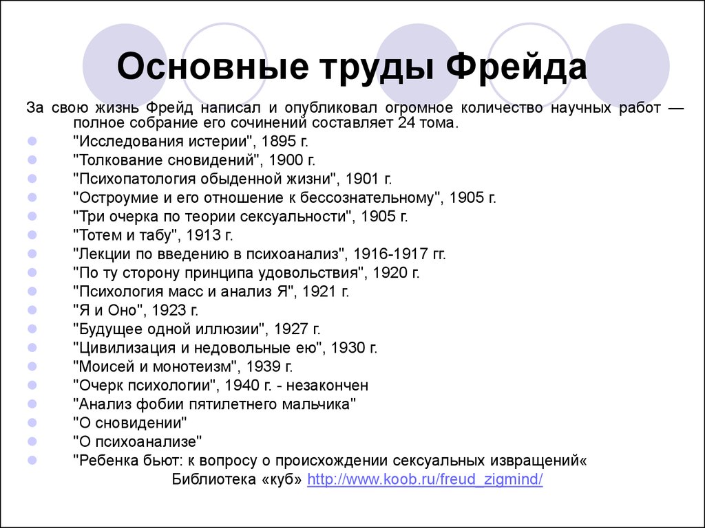 Доклад: З.Фрейд. Психоналитический метод и его философская интерпретация