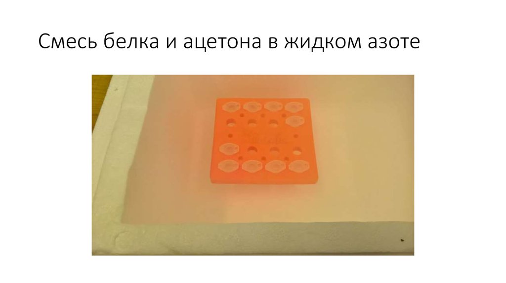 Смесь белка и ацетона в жидком азоте