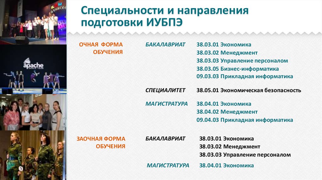 Направления и специальности и т