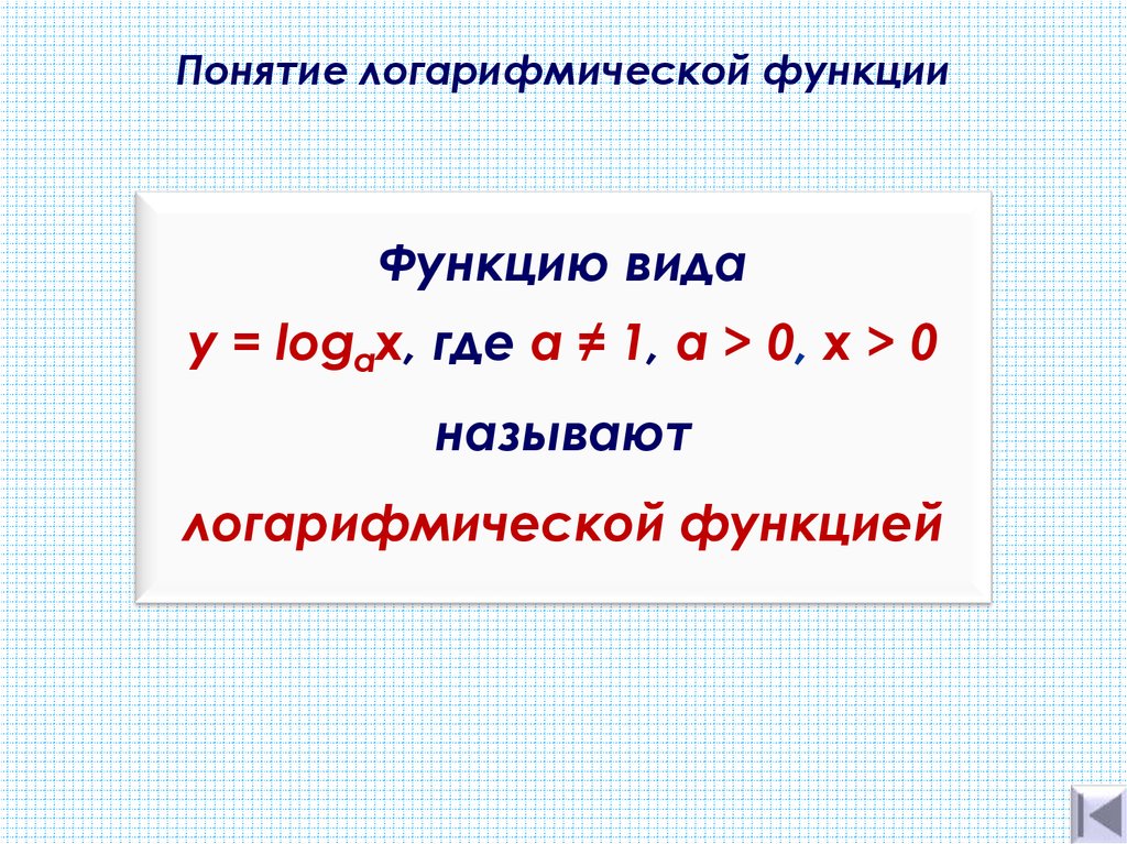 Понятие логарифмической функции