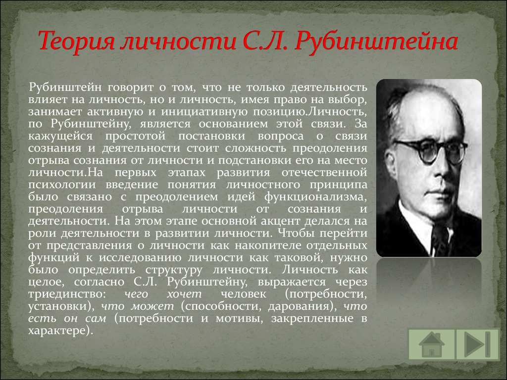 Теория л. Теория Рубинштейна. С Л Рубинштейн теория личности. Теория деятельности (а. н. Леонтьев, с.л. Рубинштейн). Рубинштейн Сергей Леонидович деятельностная теория личности.