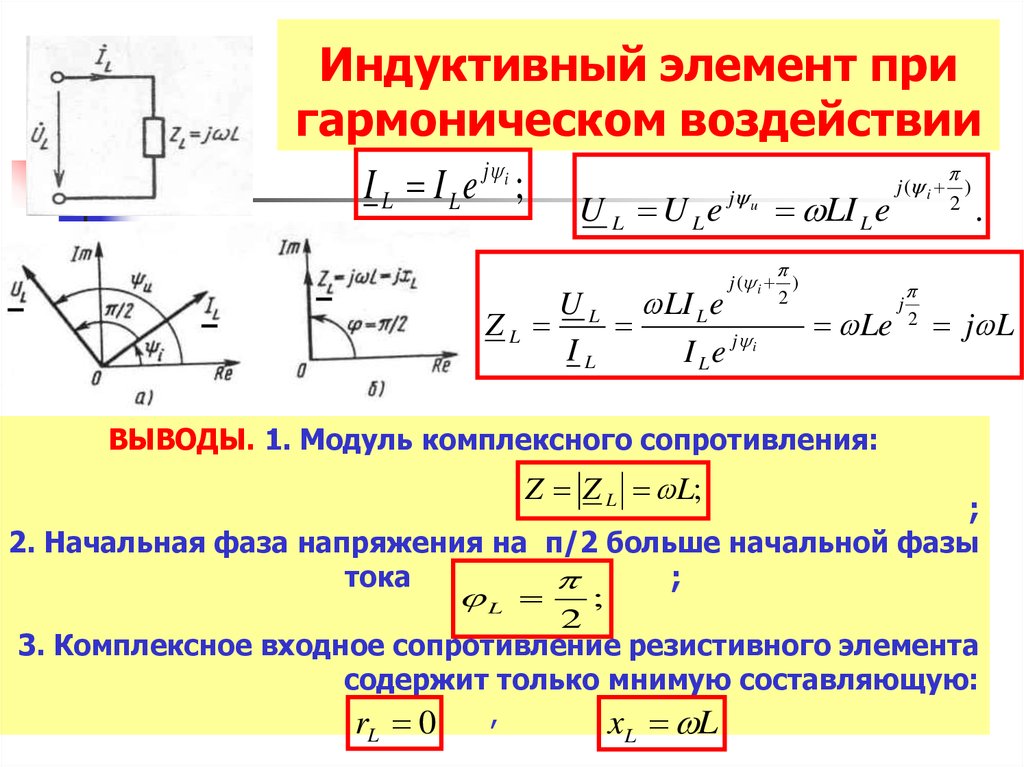 Фаза сопротивления. Комплексное сопротивление индуктивного элемента. Комплексное сопротивление индуктивного элемента формула. Аргумент комплексного сопротивления катушки индуктивности. Комплексное сопротивление резистивного элемента.