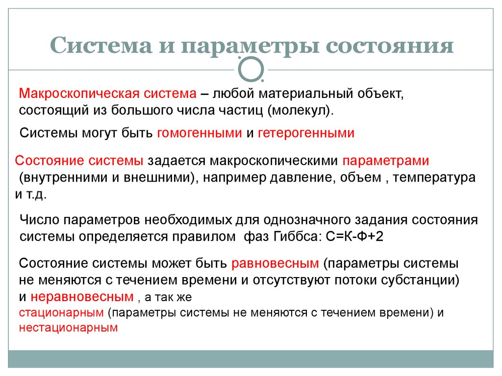 Дополните схему параметры системы макроскопические