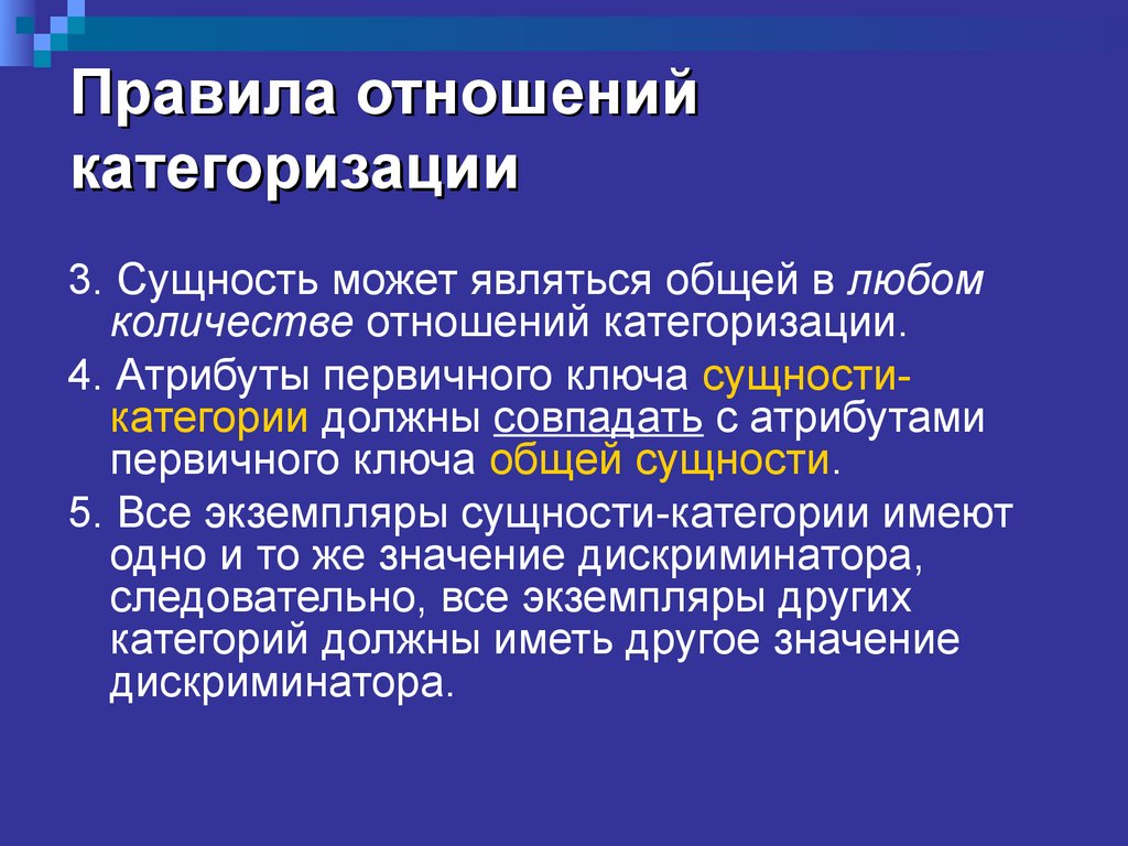 Категоризация. Связи категоризации. Категоризация сущностей. Отношение категоризации. Общая сущность сущность-категория.