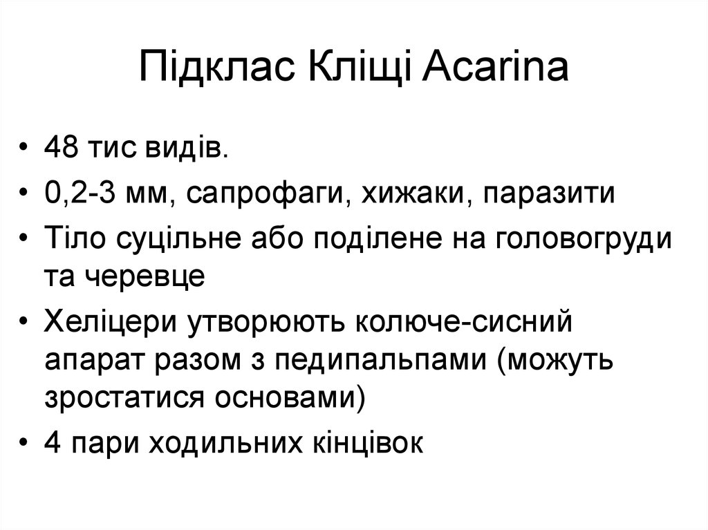 Підклас Кліщі Acarinа