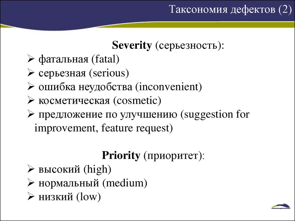 Термины дефектов