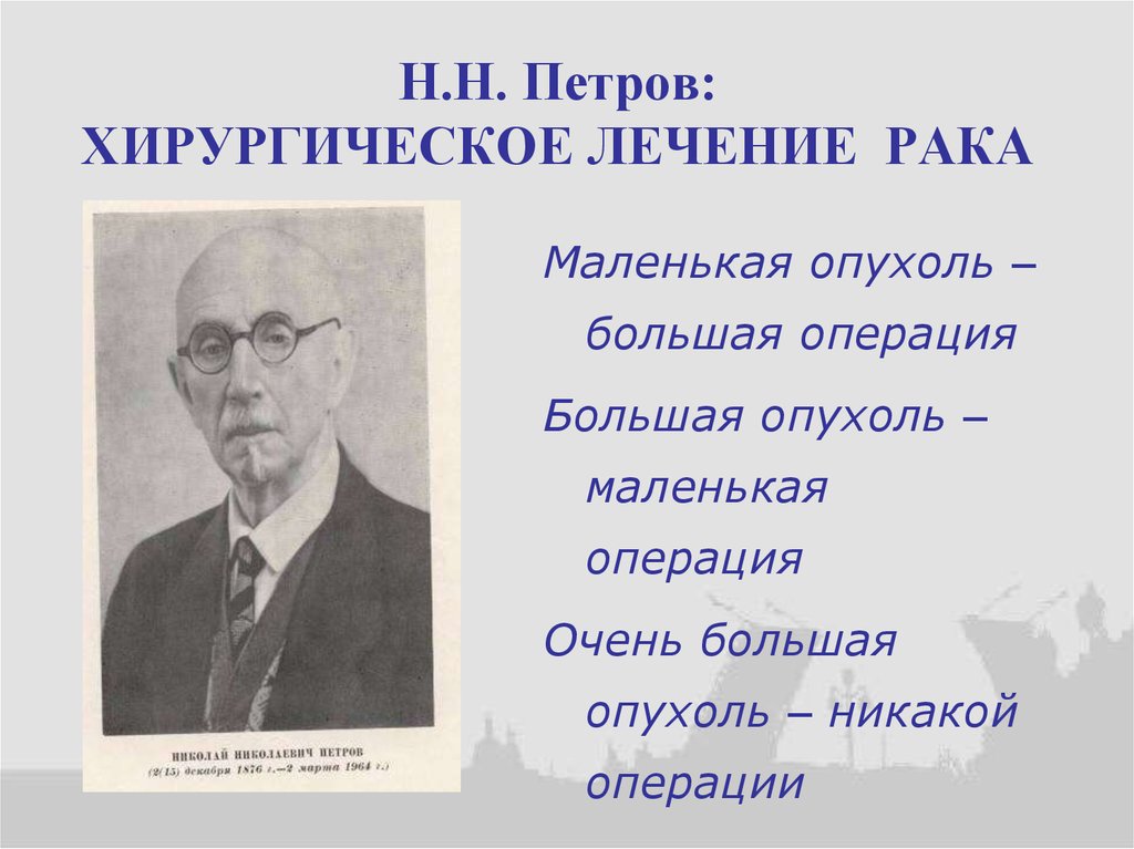 Н.Н. Петров: ХИРУРГИЧЕСКОЕ ЛЕЧЕНИЕ РАКА