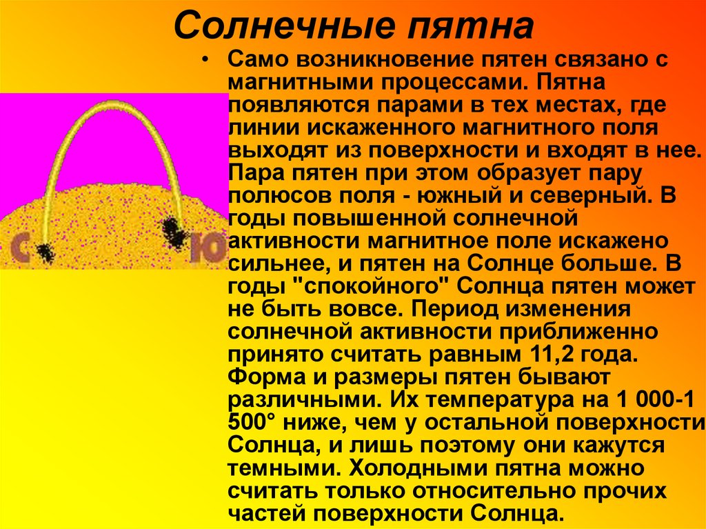 Солнечные пятна презентация