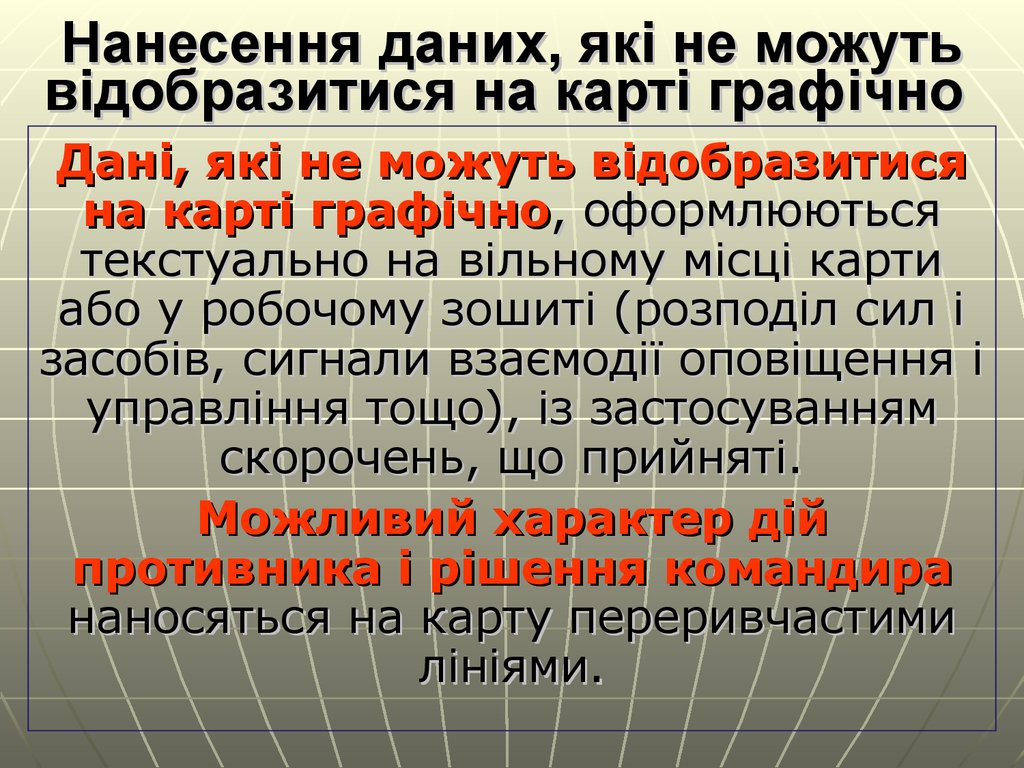 Нанесення даних, які не можуть відобразитися на карті графічно