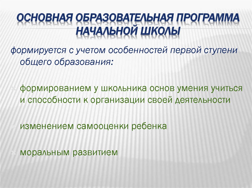 Общая характеристика программы начального образования