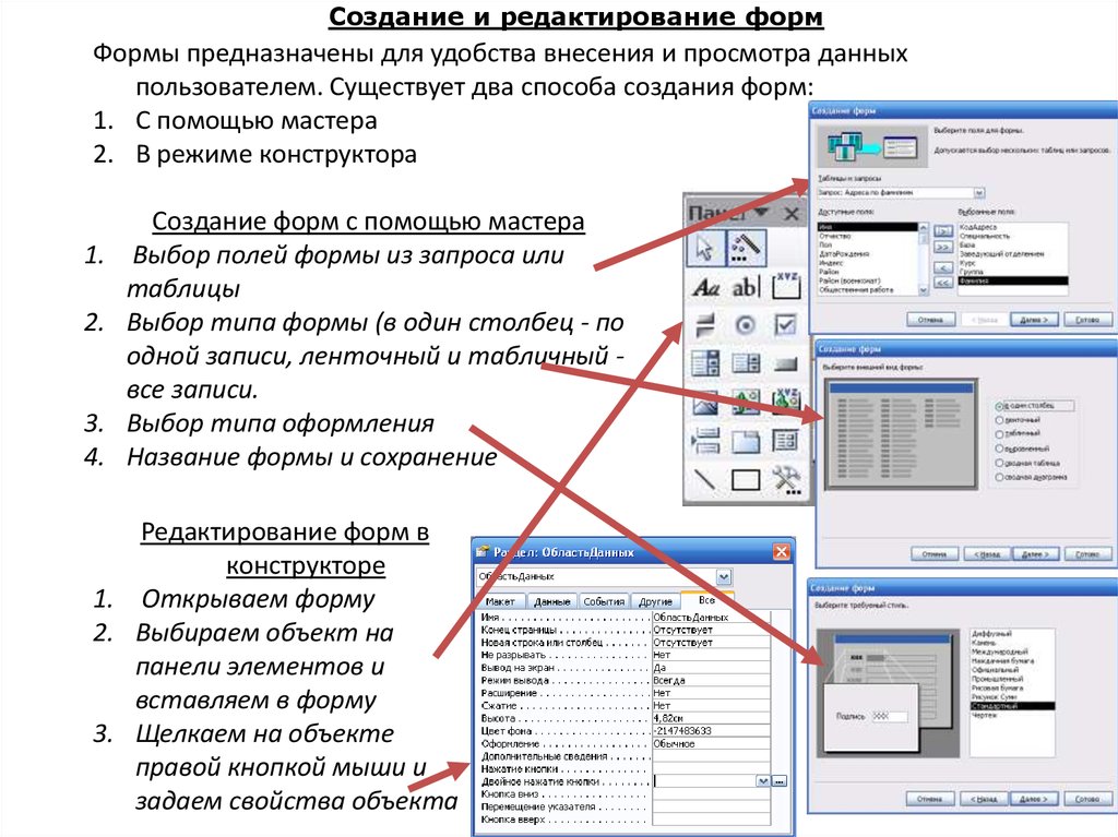 Форма редактирования. Редактор форм. Режим редактирования форм. Методы для редактирования форм. Редактирование созданной формы.