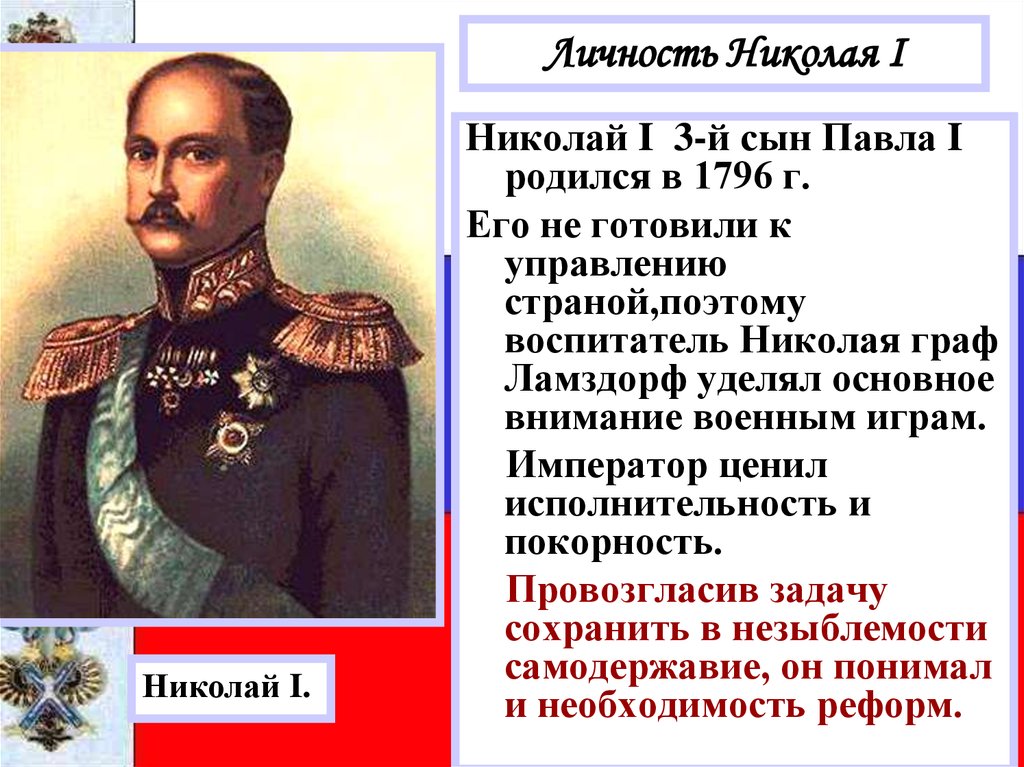 Поражение николая 1. Личность императора Николая 1. Правление Николая 1 кратко. Характер правления Николая 1.