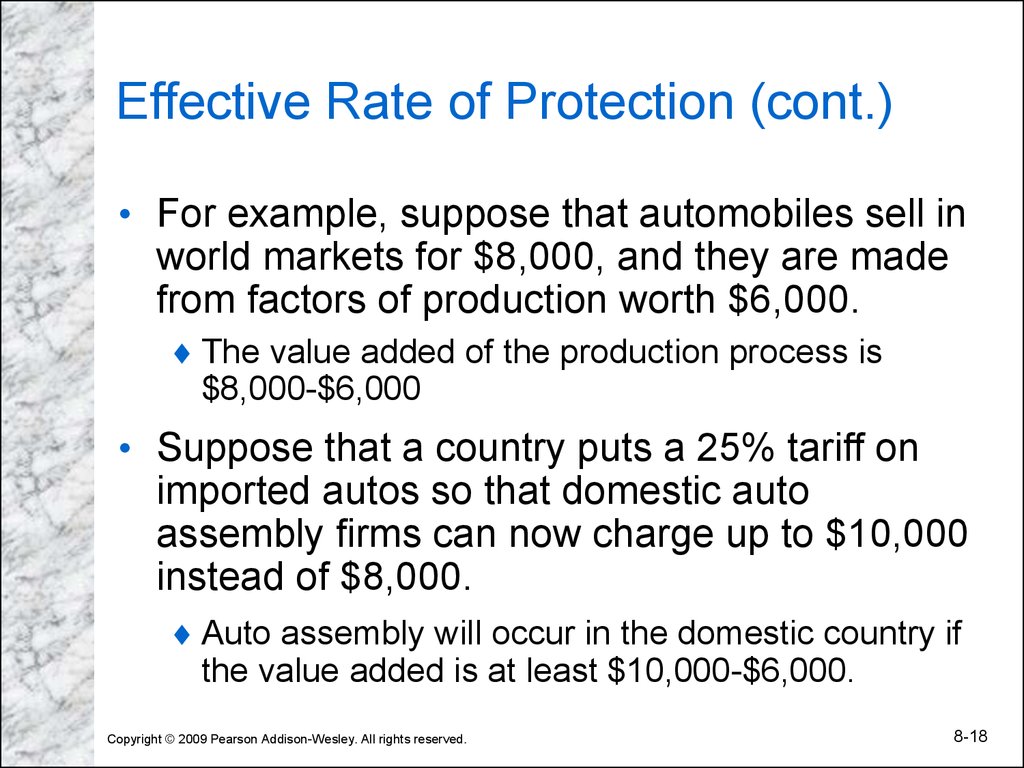 Effective Rate of Protection (cont.)